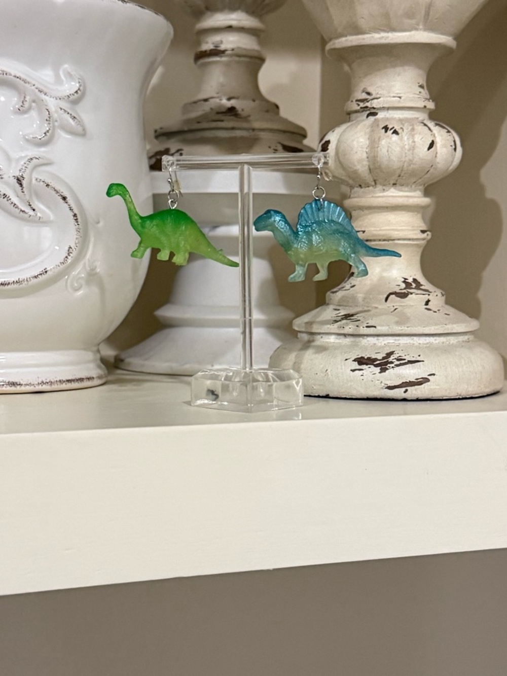 Mismatched Dinosaur Toy Earrings 🦕 🦖